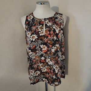 LOFT Outlet Womens Floral Keyhole Neck Sleeveless Top Size Medium